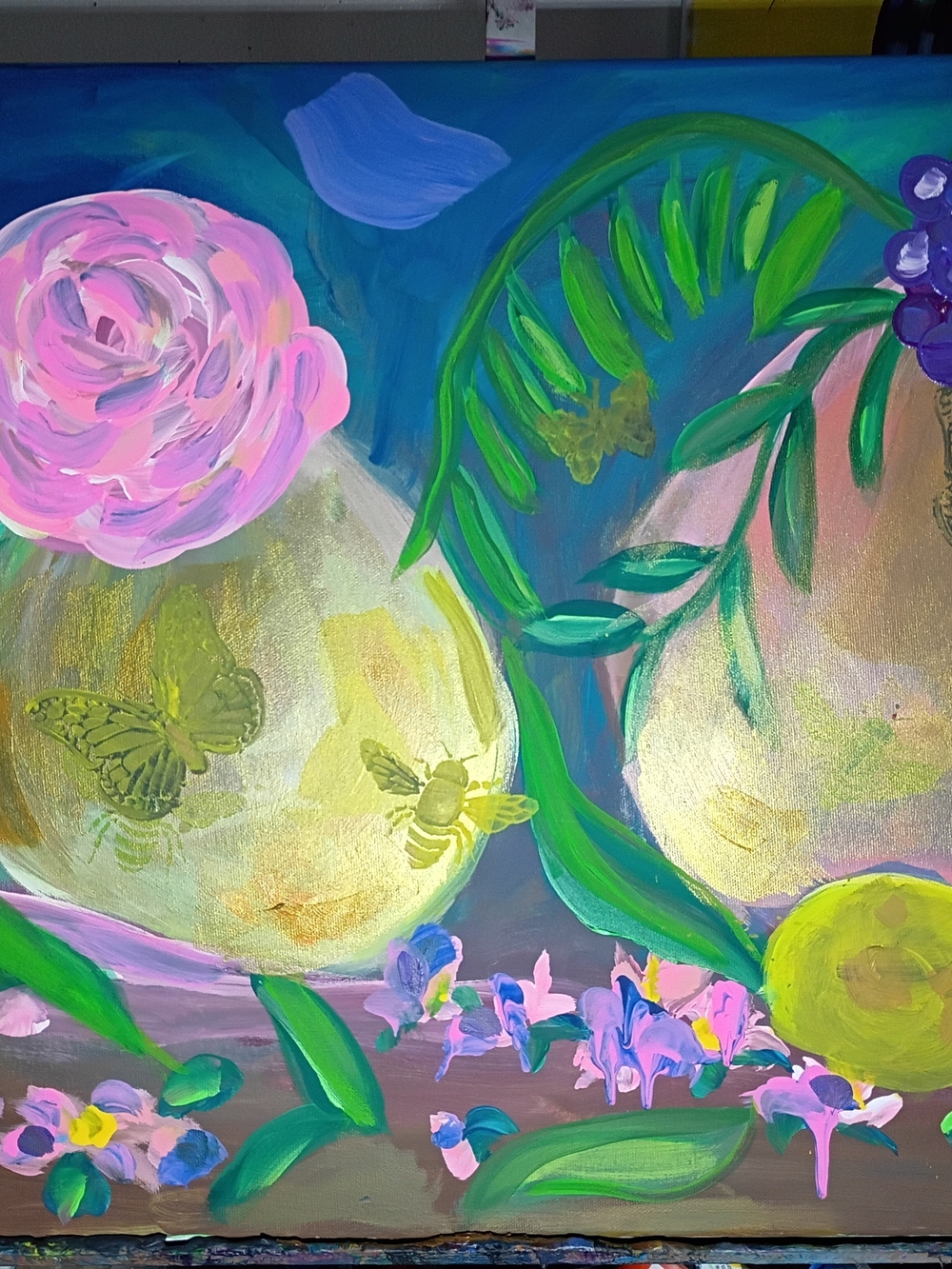 Floral Abstract Original Painting By Rachael Potter